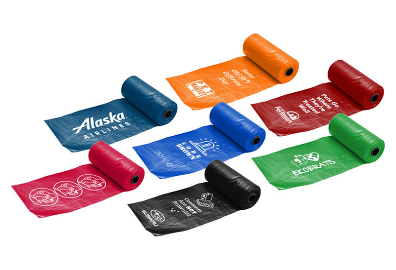 dog poop bags in different colors